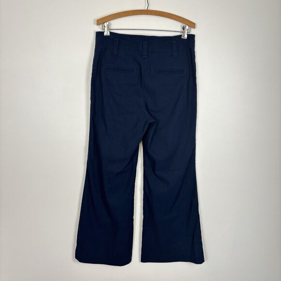 Anthropologie by Maeve Naomi Wide Leg Flare Pants Navy Blue SZ 12P Viscose Linen - Picture 4 of 7